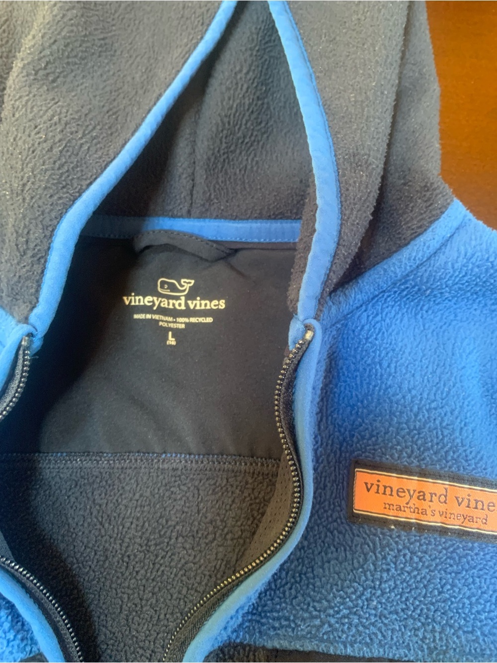Vineyard Vines Kids Two-Tone Blue Hooded Fleece Jacket